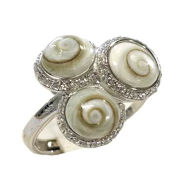 Bague Argent 925 rhodié – Triple Œil de Sainte-Lucie