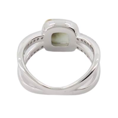 Bague Argent Rhodiée Croisée Œil De Sainte Lucie Carré
