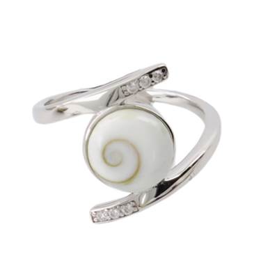 Bague Argent Rhodiée Ouverte Œil De Sainte Lucie Pavée