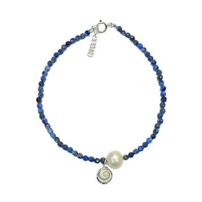 Bracelet Lapis-Lazuli Et Perle D’eau Douce Avec Œil De Sainte Lucie