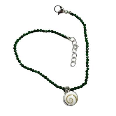 Bracelet Vert Foncé Et Breloque Œil De Sainte Lucie