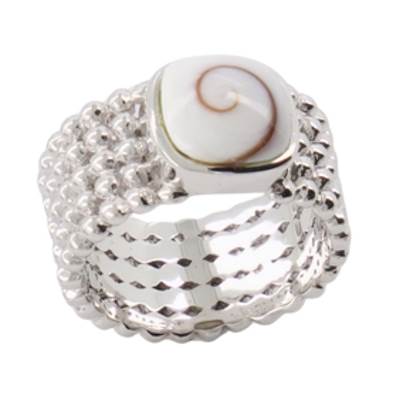 Bague Argent Rhodiée Souple Œil De Sainte Lucie Carré