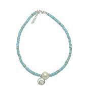Bracelet Perles Turquoises Et Perle Deau Douce Avec il De Sainte Lucie