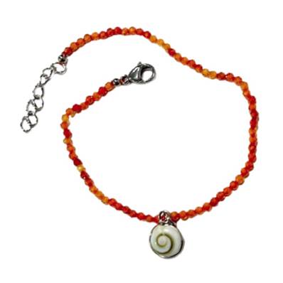 Bracelet Orange Et Jaune Avec Breloque Œil De Sainte Lucie
