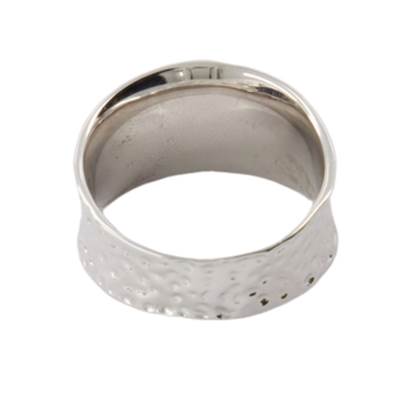 Bague Argent Rhodiée Martelée Œil De Sainte Lucie