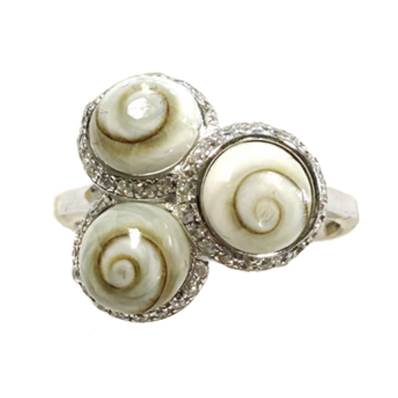 Bague Argent 925 rhodié – Triple Œil de Sainte-Lucie