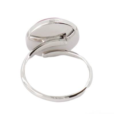 Bague Argent Rhodiée Œil De Sainte Lucie Fond Rouge