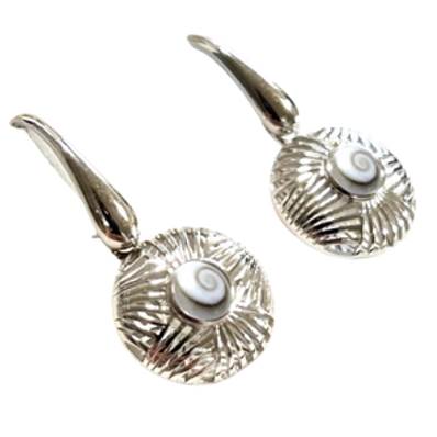 Boucles D’Oreilles Pendantes Soleil Argent Rhodié Œil De Sainte Lucie