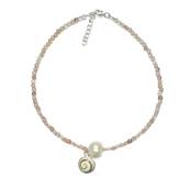 Bracelet Quartz Rose Et Perle Deau Douce Avec il De Sainte Lucie