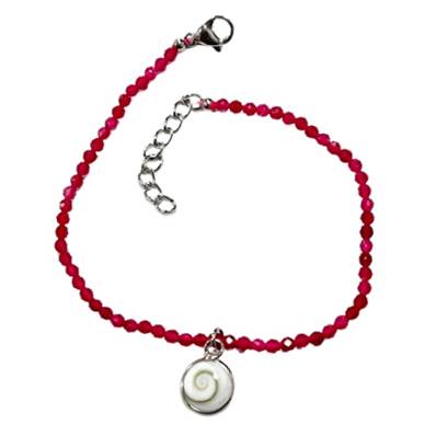 Bracelet Rouge Foncé Et Breloque Œil De Sainte Lucie