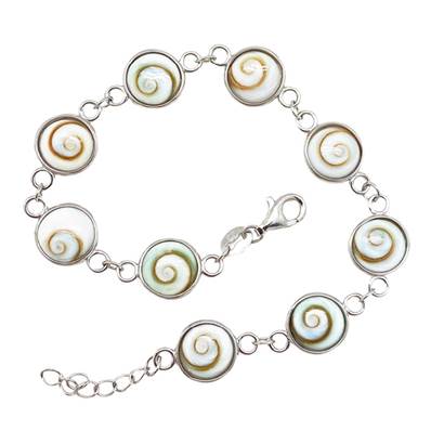 Bracelet Argent Œil De Sainte Lucie Rond 9 Cabochons