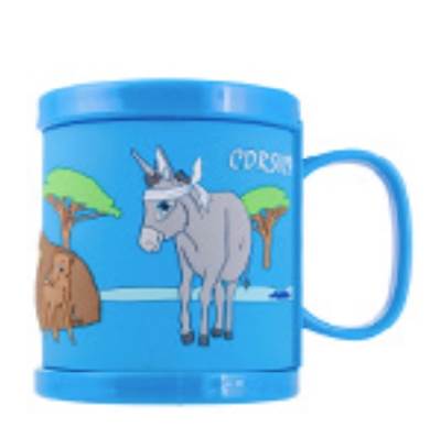 Mug plastique bleu Corsica – Âne et sanglier