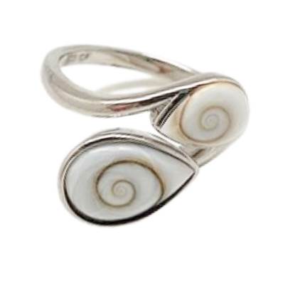 Bague Argent Rhodiée Double Œil De Sainte Lucie Goutte