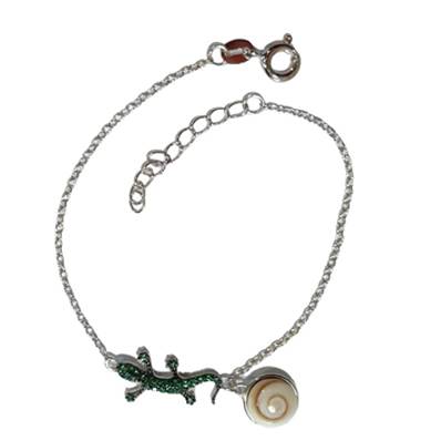 Bracelet Argent Salamandre Et Œil De Sainte Lucie