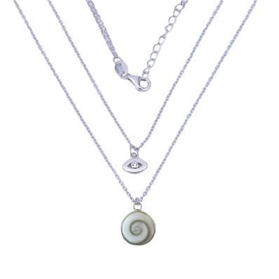 Collier Double Argent 925 Œil et Oeil de Sainte Lucie