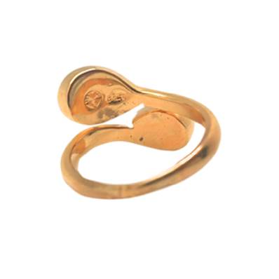 Bague Plaqué Or 750/°°° Oeil de Méditerranée – Duo de Gouttes raffinées