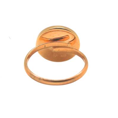 Bague plaqué or 750/°°° Oeil de Méditerranée et nacre blanche