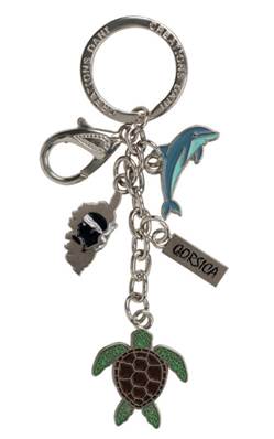 Porte-clés breloques Corse tortue dauphin métal