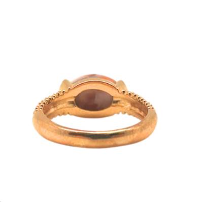 Bague Plaqué-Or 750/°°° Oeil de Méditerrannée – maille ciselée et serti ovale