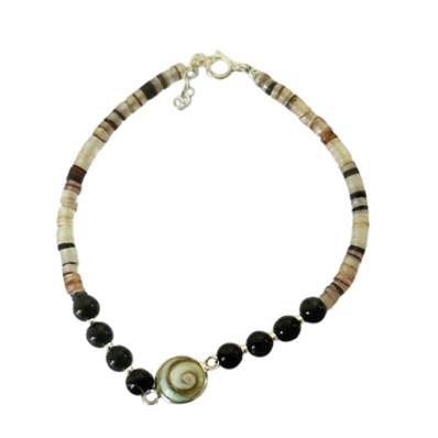 Bracelet Minorquine Marron Et Onyx Avec Œil De Sainte Lucie