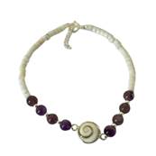Bracelet Minorquine Blanche Et Amthyste Avec il De Sainte Lucie