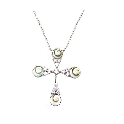 Collier Croix Oeil de Sainte Lucie et Zirconiums Argent 925