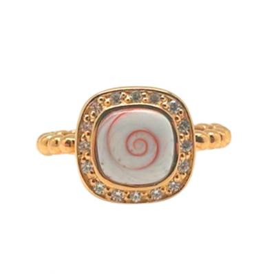 Bague Plaqué-Or 750/°°° Oeil de Méditerrannée – carré pavé brillant