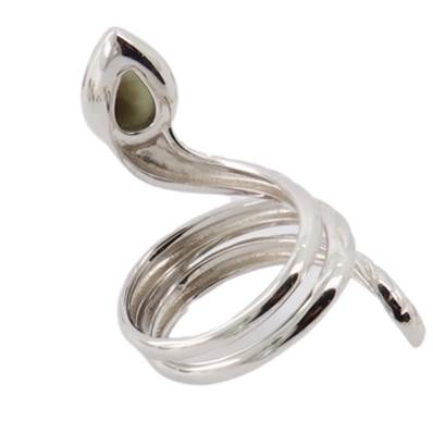 Bague Argent Rhodiée Serpent Œil De Sainte Lucie Goutte