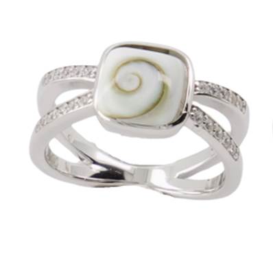 Bague Argent Rhodiée Croisée Œil De Sainte Lucie Carré