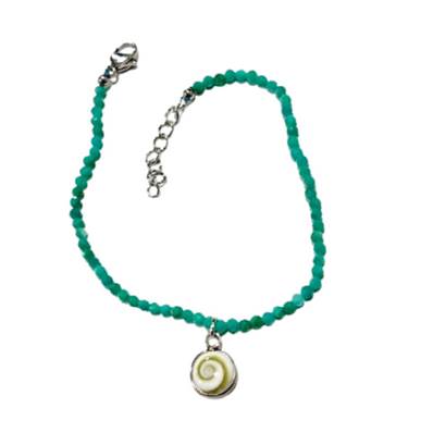 Bracelet Vert Émeraude Et Breloque Œil De Sainte Lucie