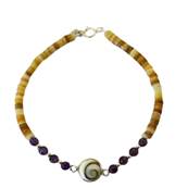 Bracelet Minorquine Marron Et Amthyste Avec il De Sainte Lucie
