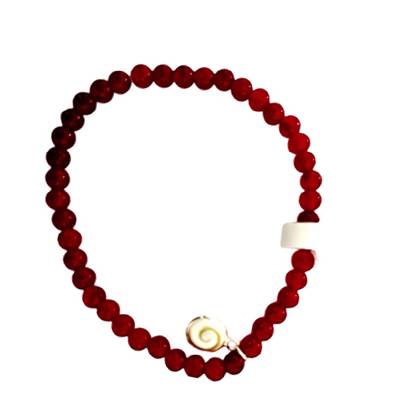 Bracelet Élastique Quartz Rouge Et Œil De Sainte Lucie