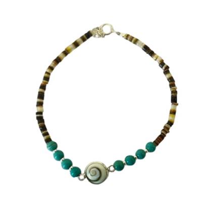Bracelet Minorquine Marron Et Turquoise Avec Œil De Sainte Lucie