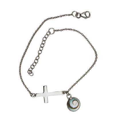 Bracelet Argent Croix Et Œil De Sainte Lucie