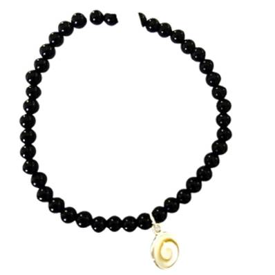 Bracelet Élastique Onyx Noir Et Œil De Sainte Lucie