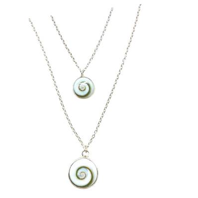 Collier Double Chaîne Argent 925 Deux Oeil de Sainte Lucie