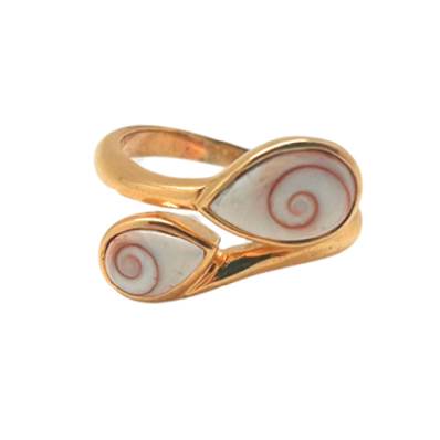 Bague Plaqué Or 750/°°° Oeil de Méditerranée – Duo de Gouttes raffinées
