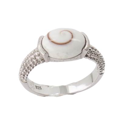 Bague Argent Rhodiée Œil De Sainte Lucie Ovale Relief