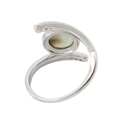 Bague Argent Rhodiée Ouverte Œil De Sainte Lucie Pavée