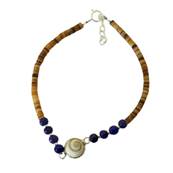 Bracelet Minorquine Marron Et Lapis Lazuli Avec il De Sainte Lucie