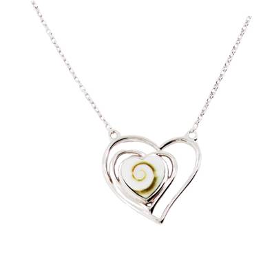 Collier Argent 925 Coeur Double Oeil de Sainte Lucie