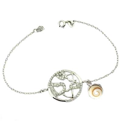 Bracelet Argent Multi-Cœurs Et Œil De Sainte Lucie