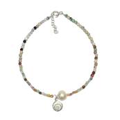 Bracelet Pierres Multicolores Et Perle Deau Douce Avec il De Sainte Lucie