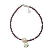 Bracelet Grenat Rouge Et Perle Deau Douce Avec il De Sainte Lucie