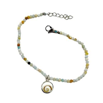 Bracelet Pierres Pastel Et Breloque Œil De Sainte Lucie