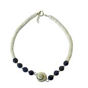 Bracelet Minorquine Blanche Et Lapis Lazuli Avec il De Sainte Lucie