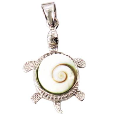 Pendentif Tortue Argent Et Œil De Sainte Lucie
