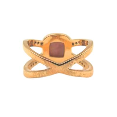 Bague Plaqué-Or 750/°°° Oeil de Méditerrannée – double anneau pavé