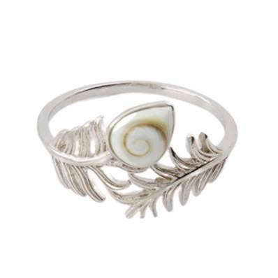 Bague Argent Rhodiée Feuille Œil De Sainte Lucie Goutte