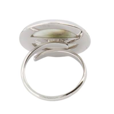 Bague Argent Rhodiée Œil De Sainte Lucie Ronde